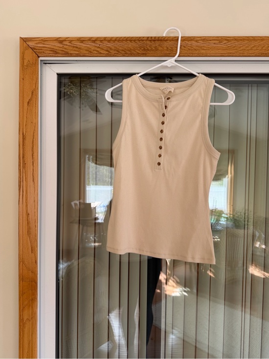 Sezane Tops - Sezane Cream Ribbed Henley Felicien Tank Top, Cream